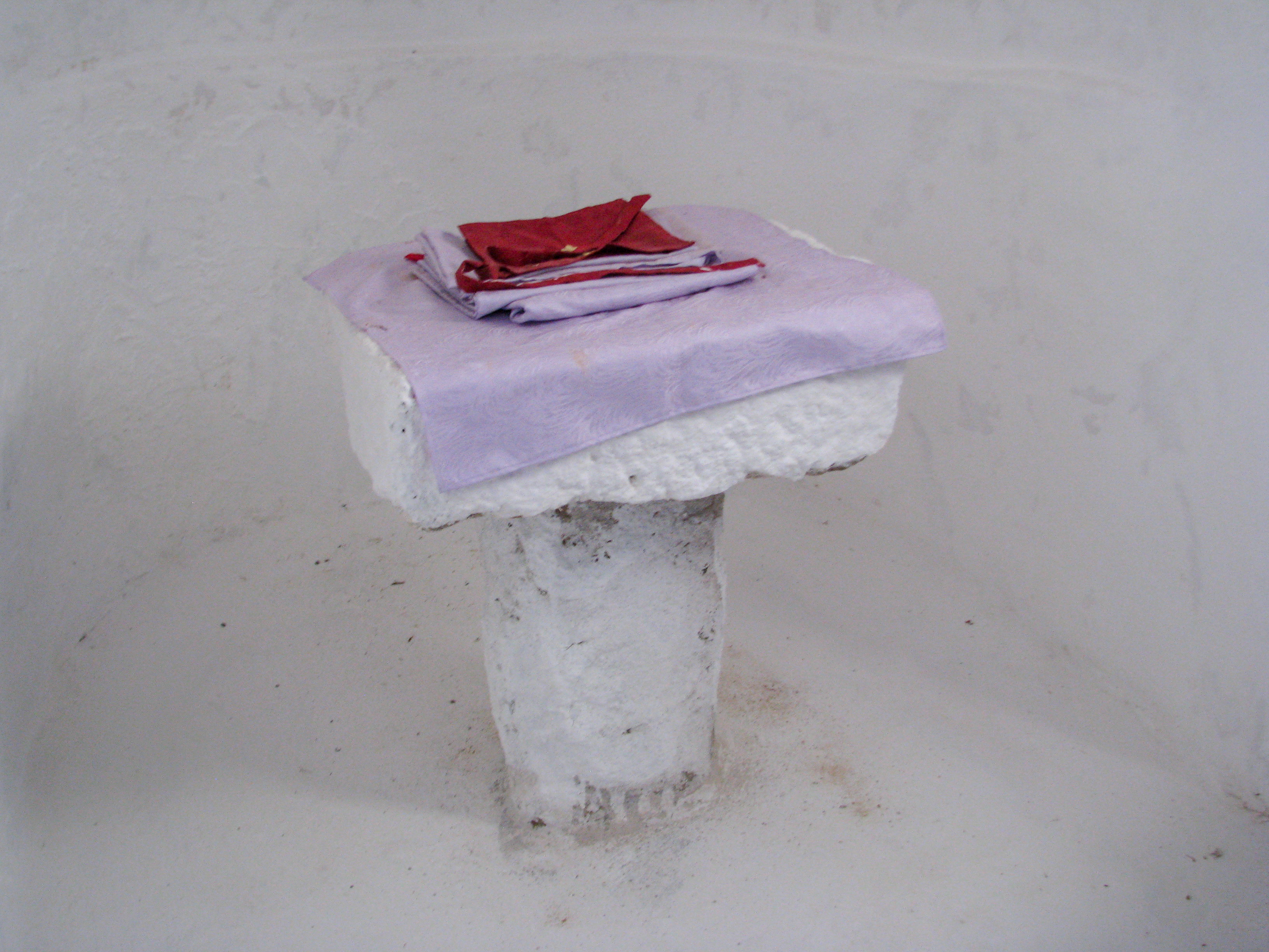 The altar looked like it had been around for a while.