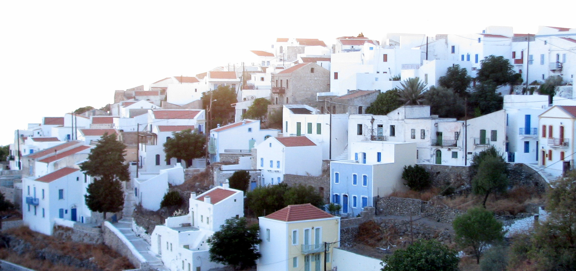 Looking back at Nikia, a blaze of white in the fading sun.